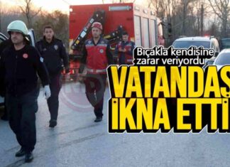 Vatandaşın Bıçakla Kendisine Zarar Veren Kişiyi İkna Etmesi news-30112024-210333