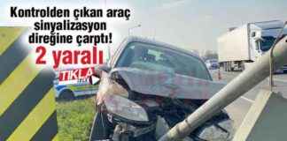 Trafik Kazası: Araç Sinyalizasyon Direğine Çarptı! trafik-kazas-ara-sinyalizasyon-direine-arpt